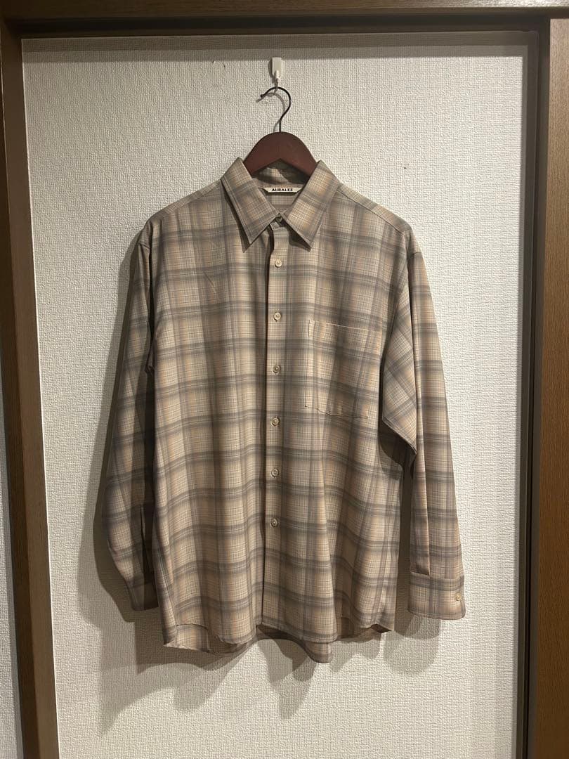 トップス AURALEE SUPERLIGHT WOOL CHECK SHIRTS22aw