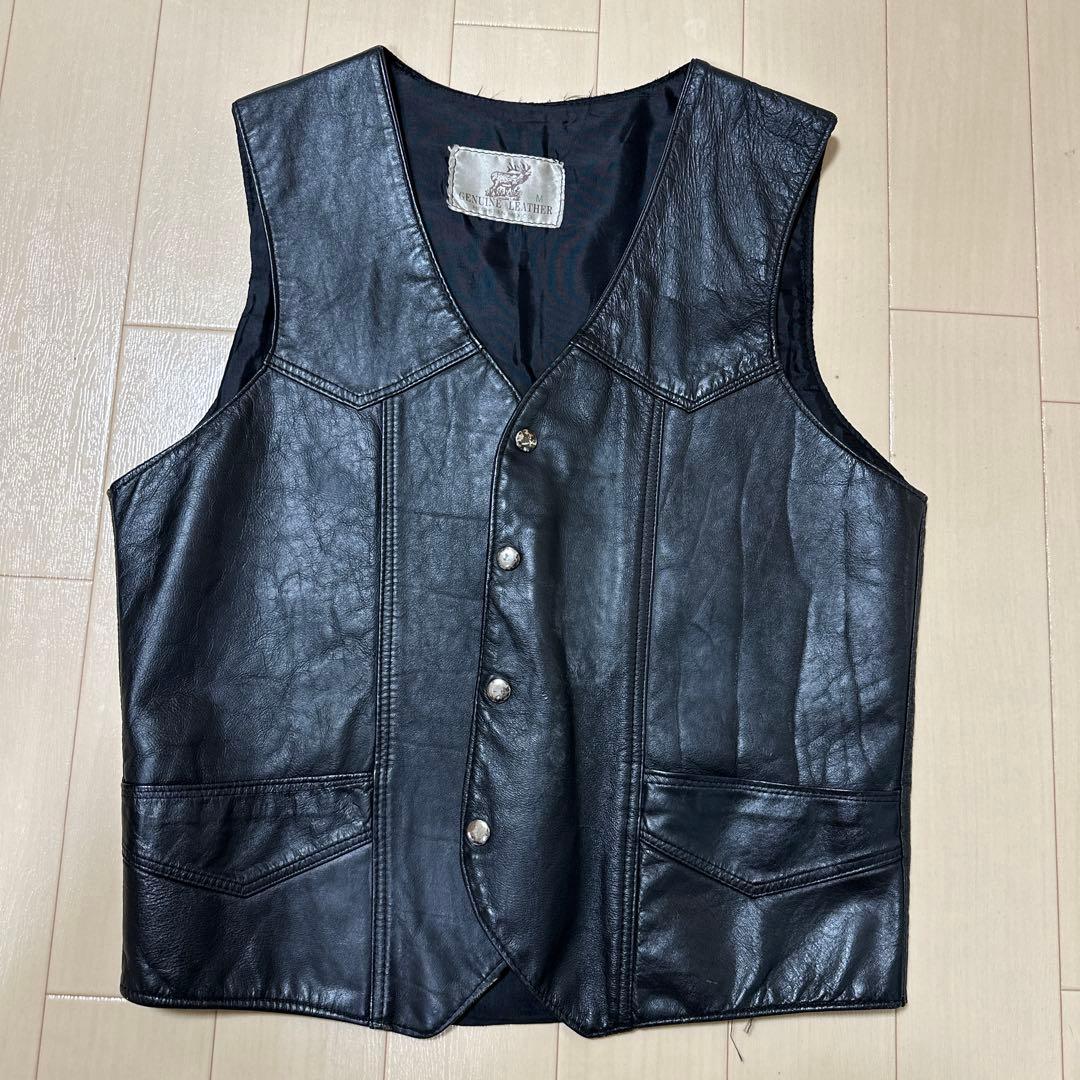本革 黒 ノースリーブベスト Mサイズ