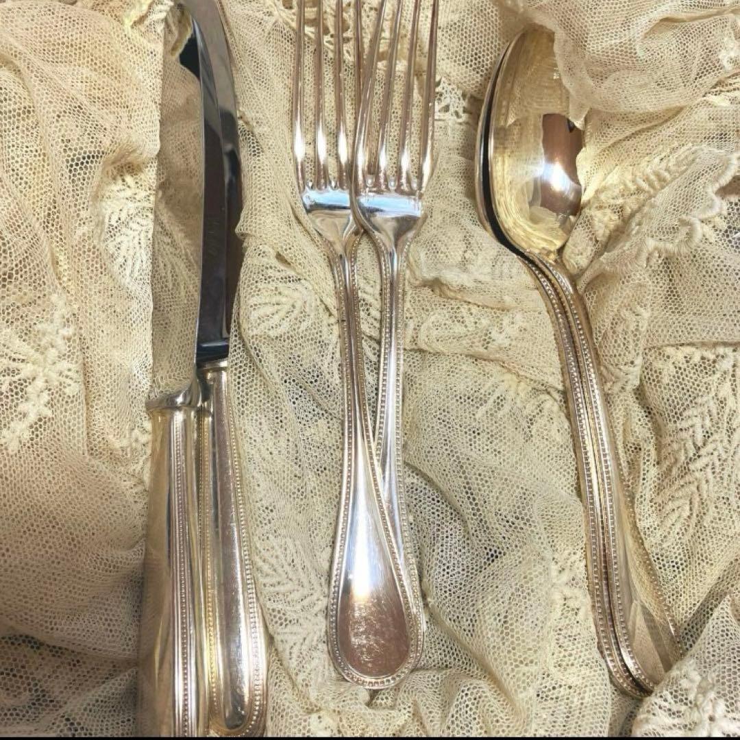 ラスト美品　フランス　クリストフル　パール　スプーンフォークナイフ２本ずつ