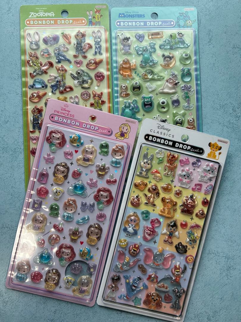 正規品 ボンボンドロップシール ディズニー ピクサー 4枚セット プリンセスなど サンスター文具 ディズニー BONBON DROP SEAL ボンボンドロップシール