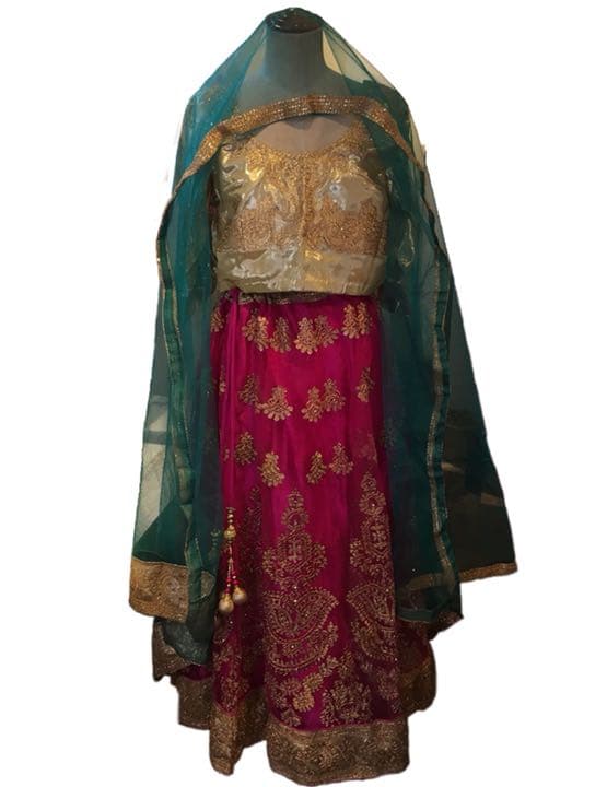 【期間限定大幅値下げ】インドの民族衣装レヘンガ サリー【夏SALE】 1点物】インドのレヘンガ 【ピンク×青】 の通販[送料無料] - TIRAKITA.COM