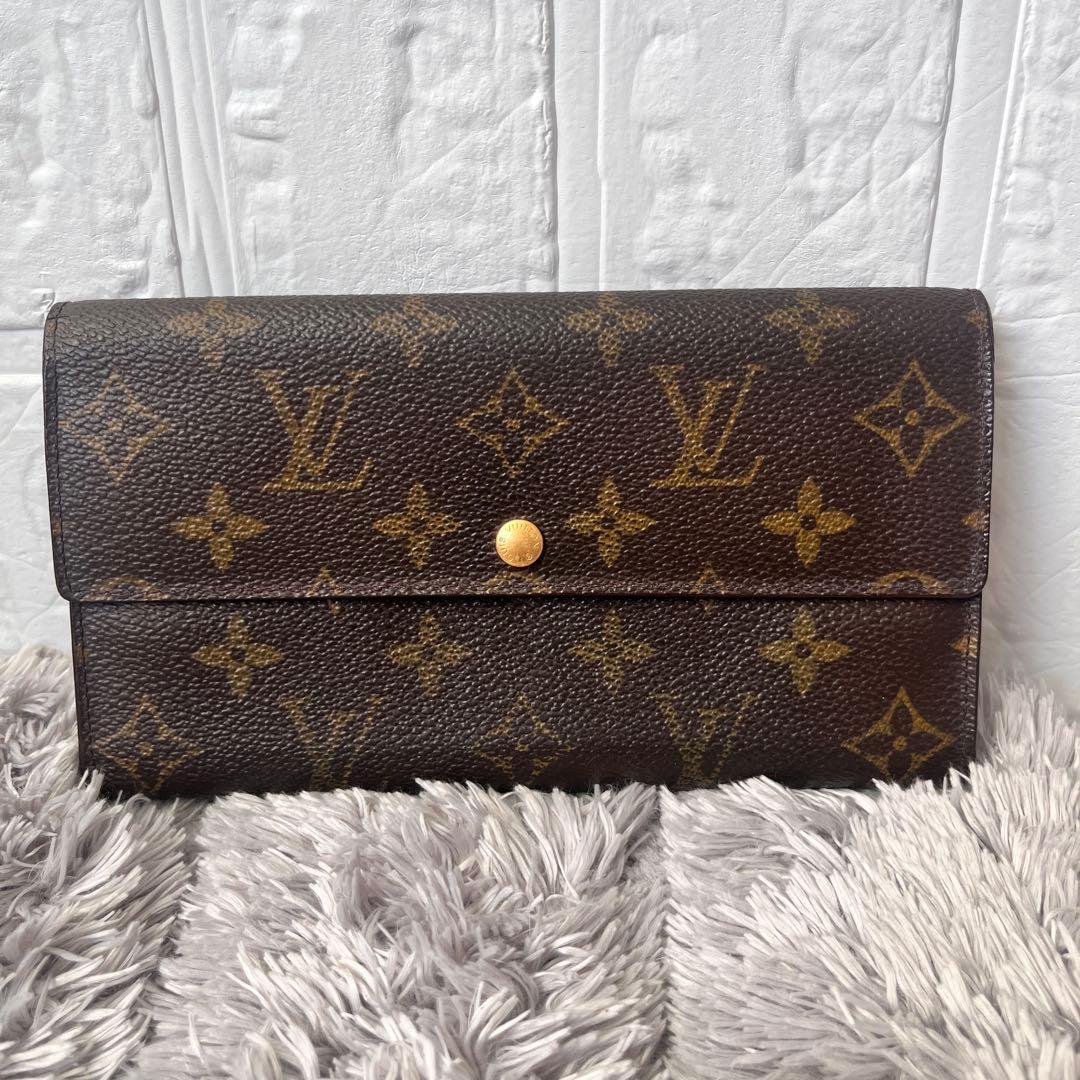 ルイヴィトン　長財布　モノグラム　ポルトモネクレディ　ブラウン　メンズ