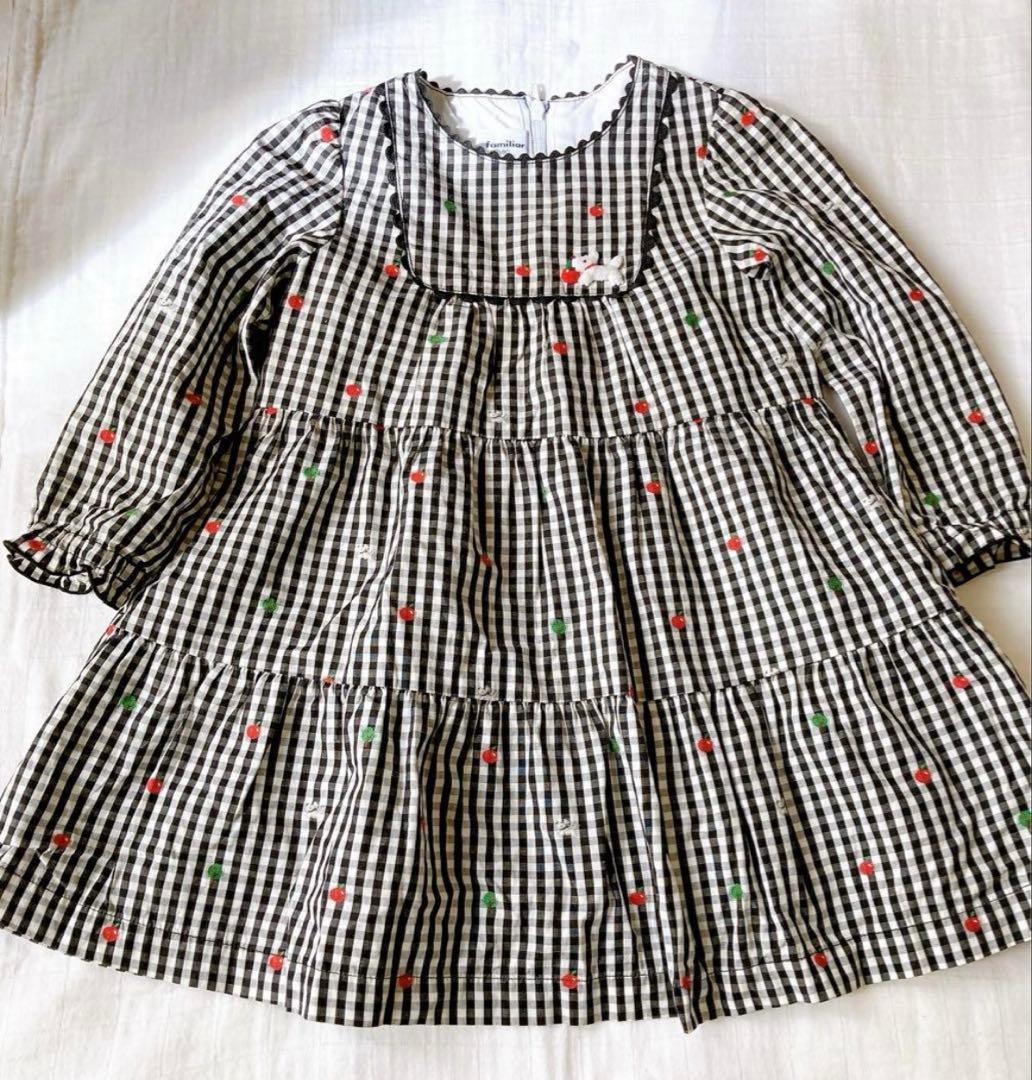 ファミリア　ギンガムチェックワンピース　90 カーディガン80 sd3_7abd3c0b1145f4cc566623bb12