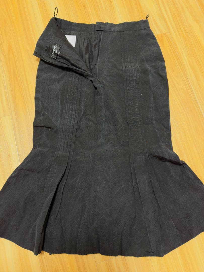 CHANEL シルク混ロングスカート　 ブラック マーメイドスカート