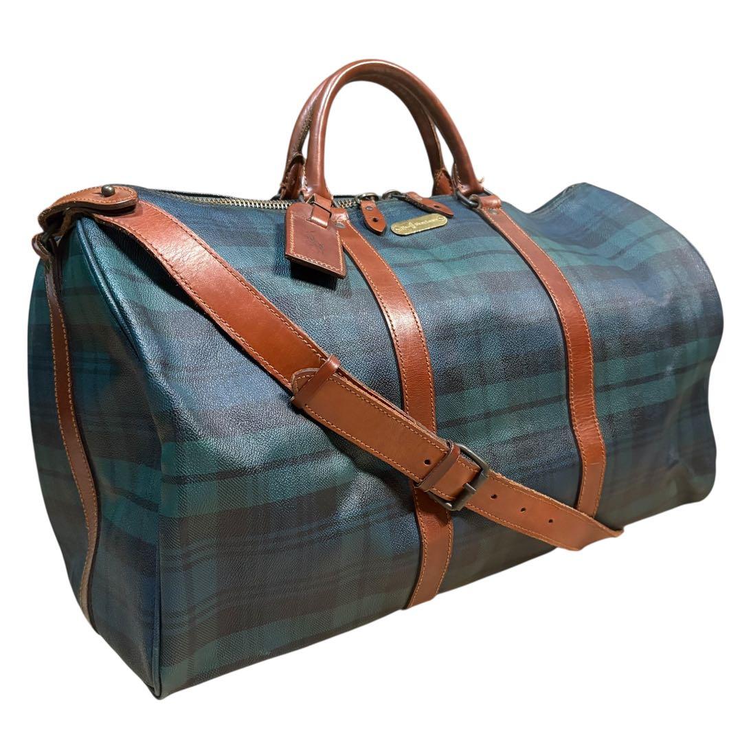 美品 ポロラルフローレン ボストンバッグ 2way チェック PVC 大容量