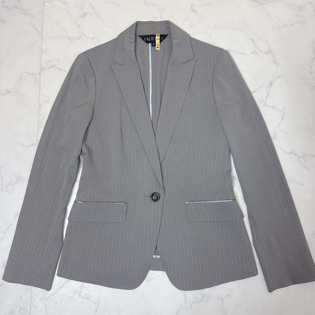 INDIVI インディヴィ 薄手 グレー パンツスーツ セットアップ 38