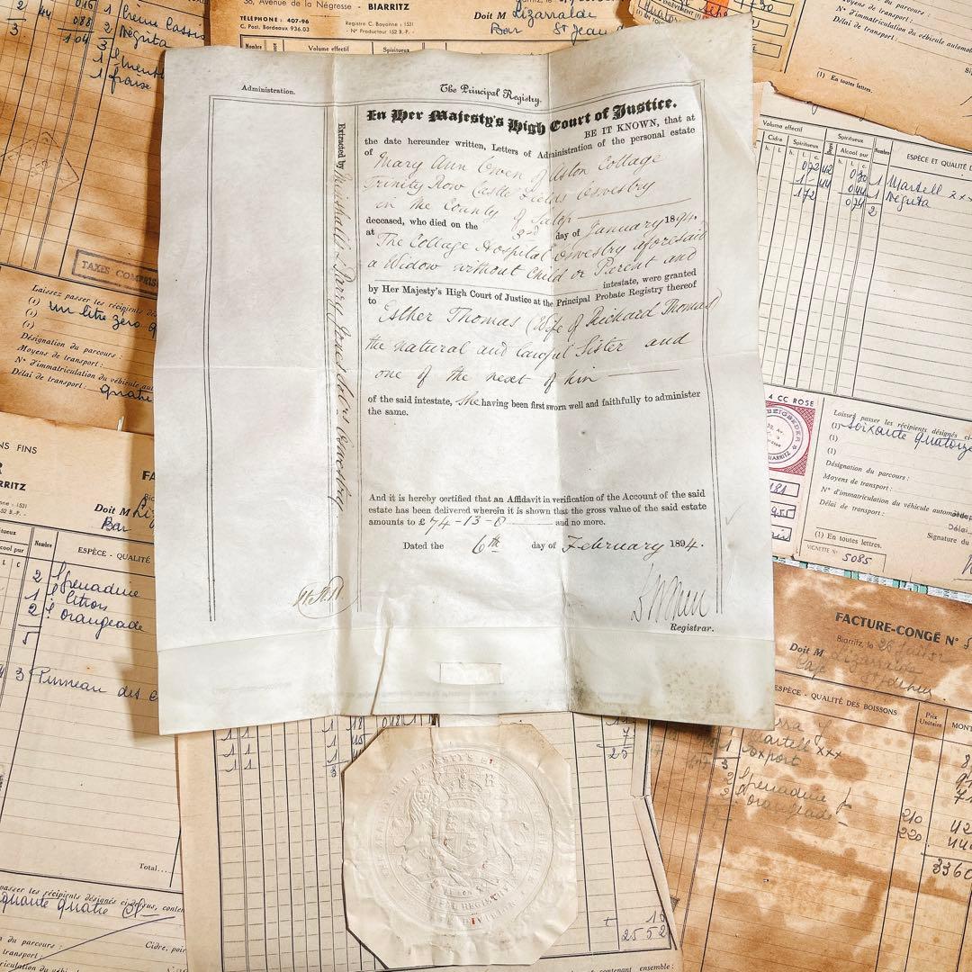 アンティーク 1894年 イギリス 公文書 王家紋章エンボス付き E2138