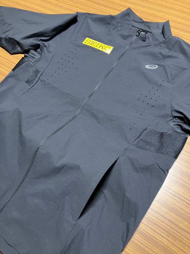 美品 アシックス ACTIBREEZEウーブンジャケット L 黒 SEIKOレア - メルカリ