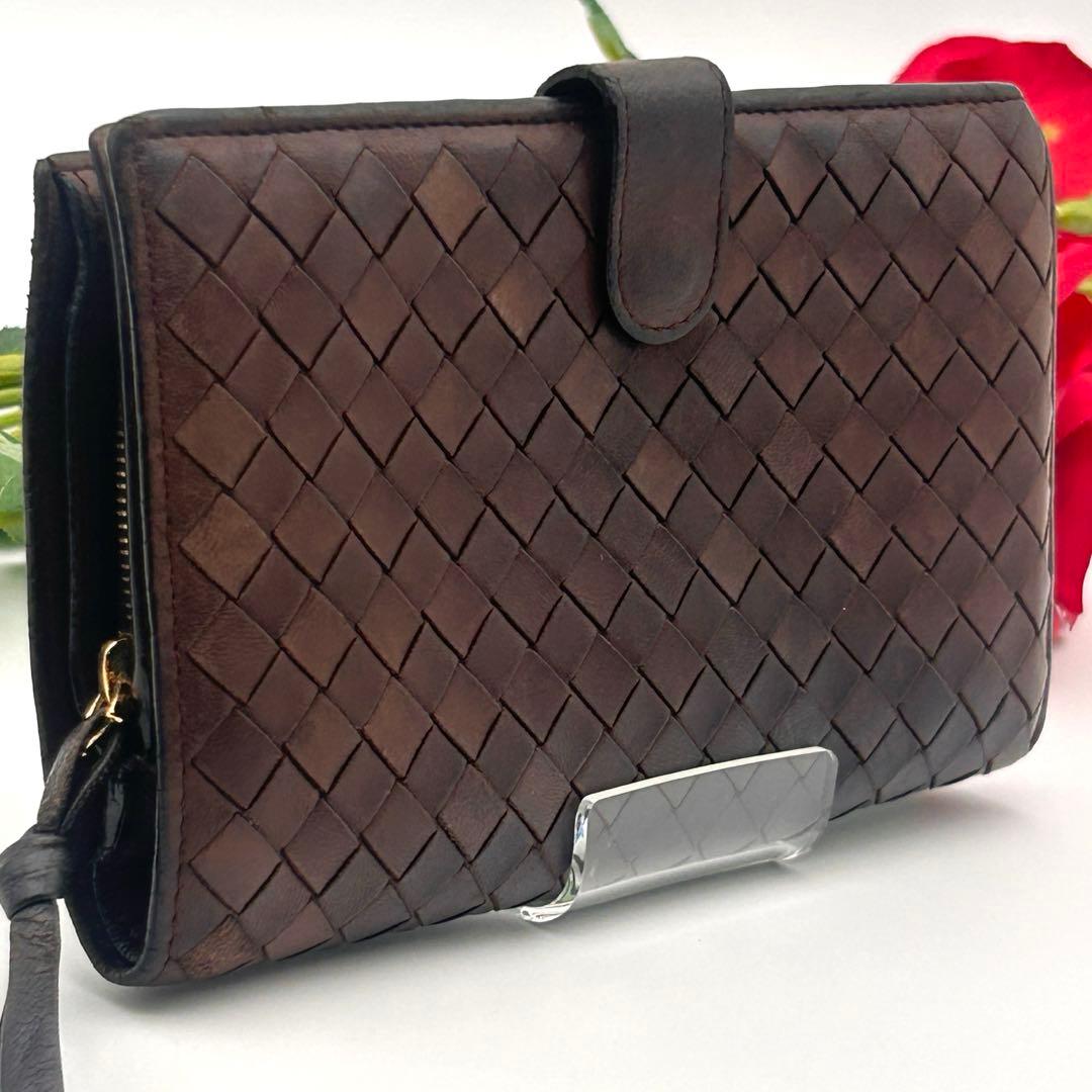 良品 Bottega Veneta 長財布 イントレチャート ラムスキン