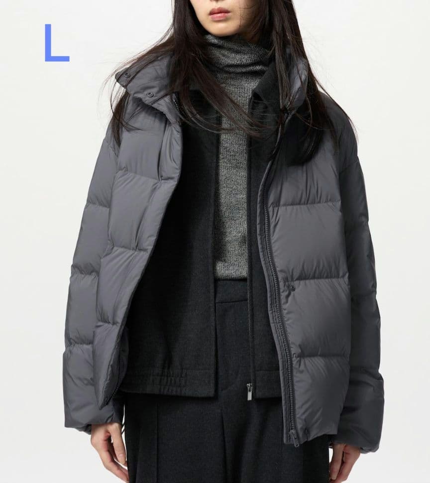 UNIQLO パウダーソフトダウンジャケット グレー L レディース - メルカリ