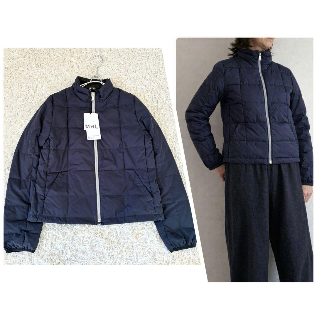 タグ付 MHL. マーガレットハウエル コンパクトショート丈ダウンジャケット 紺 人気のLサイズ】MHL エムエイチエル マーガレットハウエル ライト