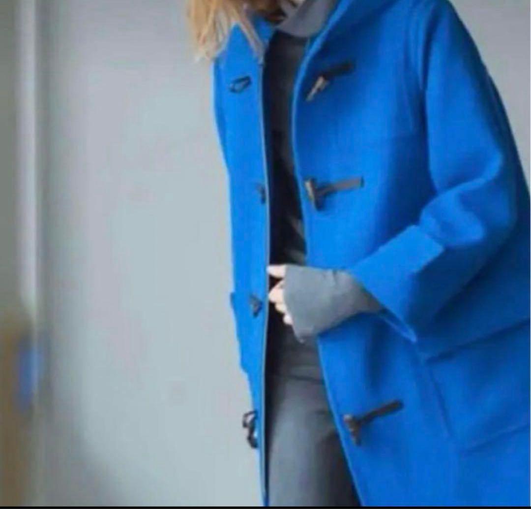 美品 ミラオーウェン ロイヤルブルー ロング ダッフルコート ブルー