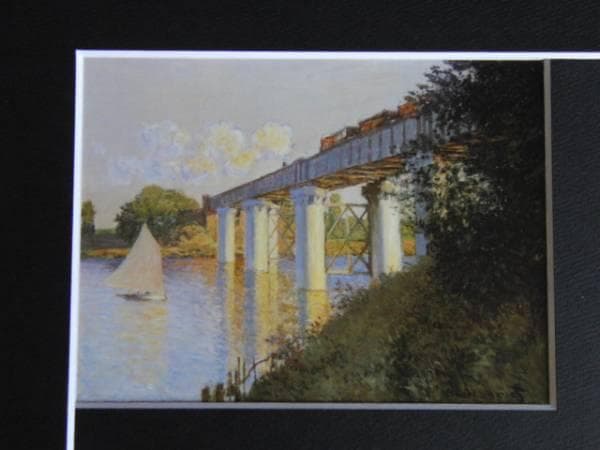 モネ・クロード、アルジャントゥイユの鉄道橋、希少な画集より、新品高級額装付