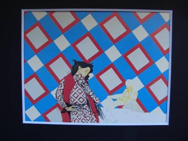 池田 満寿夫、撮影中、希少な額装用画集より、美品、新品額装付