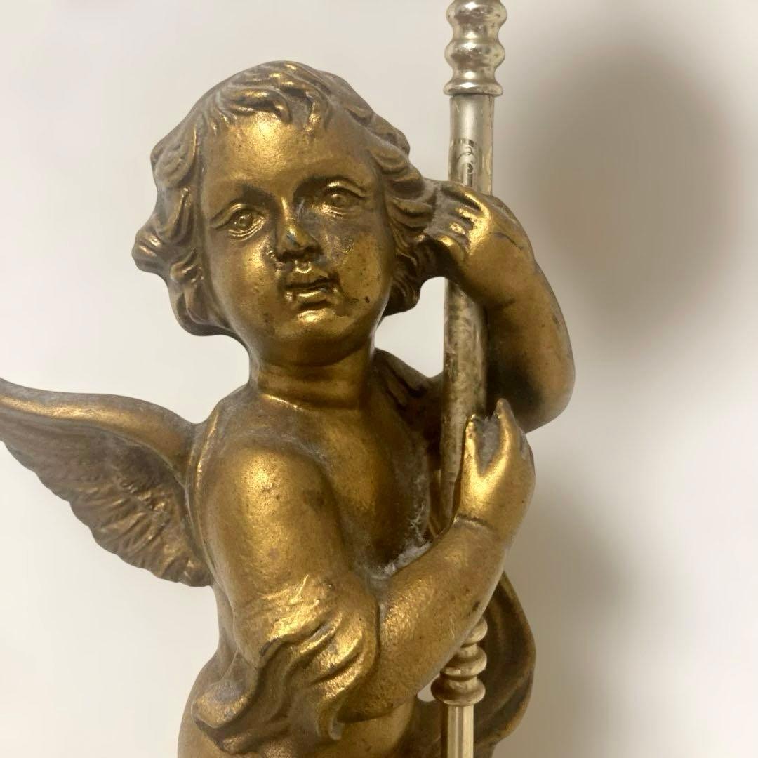 アンティーク　天使　ブロンズ　金　時計　ヨーロッパ 置時計 天使 エンジェル フレア フルールデリス バロック調 装飾