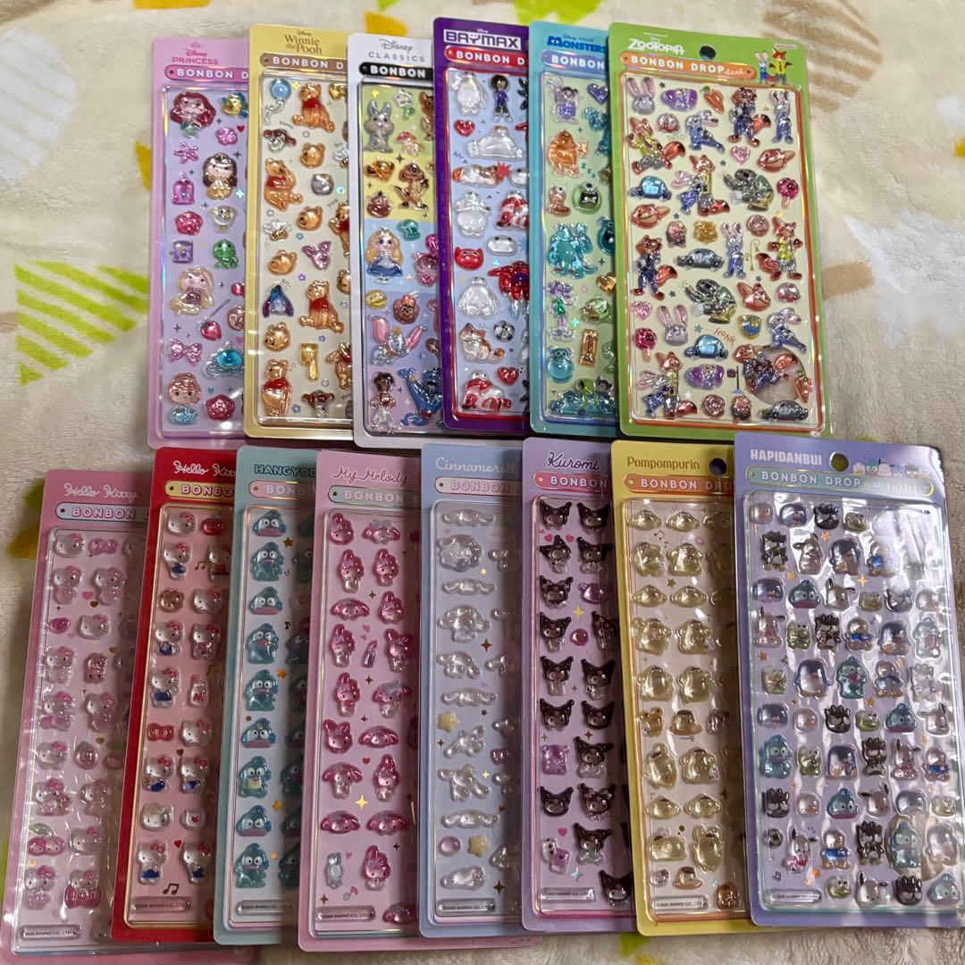 【正規品】ボンドロ ディズニー サンリオ ボンボンドロップシール　14枚セット