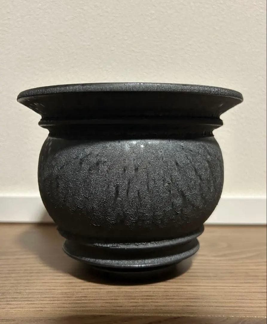 山中勇人 作家鉢 新品未使用 陶器 植木鉢 y鉢 エールグリーン 大鉢 鉄球