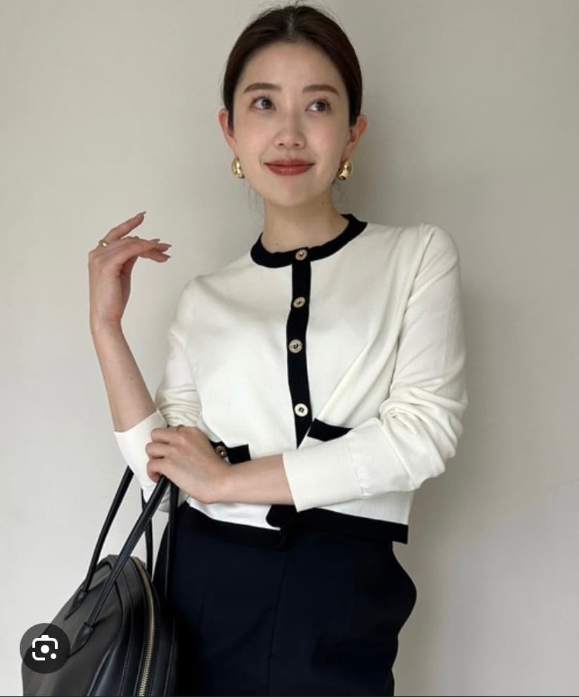 anuans ベーシッククルーネックカーディガン