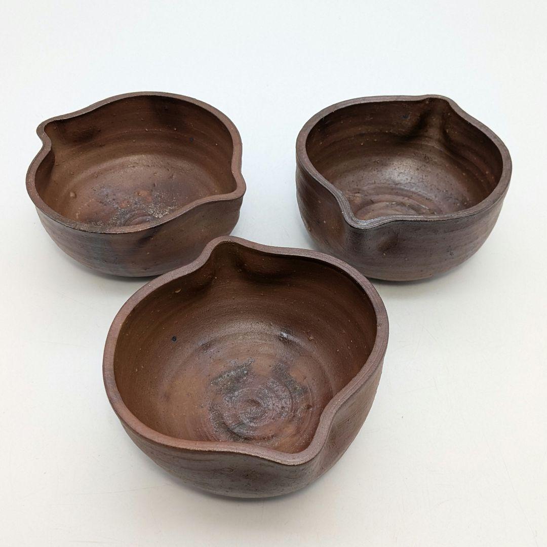 藤原博 備前焼 小鉢6客 共箱 向付 和食器 容器 日本料理 在銘 緋襷