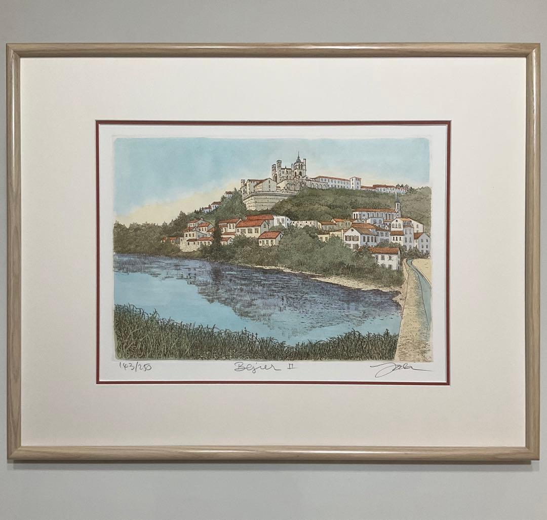 絵画・額縁・版画・織田義郎・新品未使用・銅版画+手彩色・美術品・インテリア・雑貨