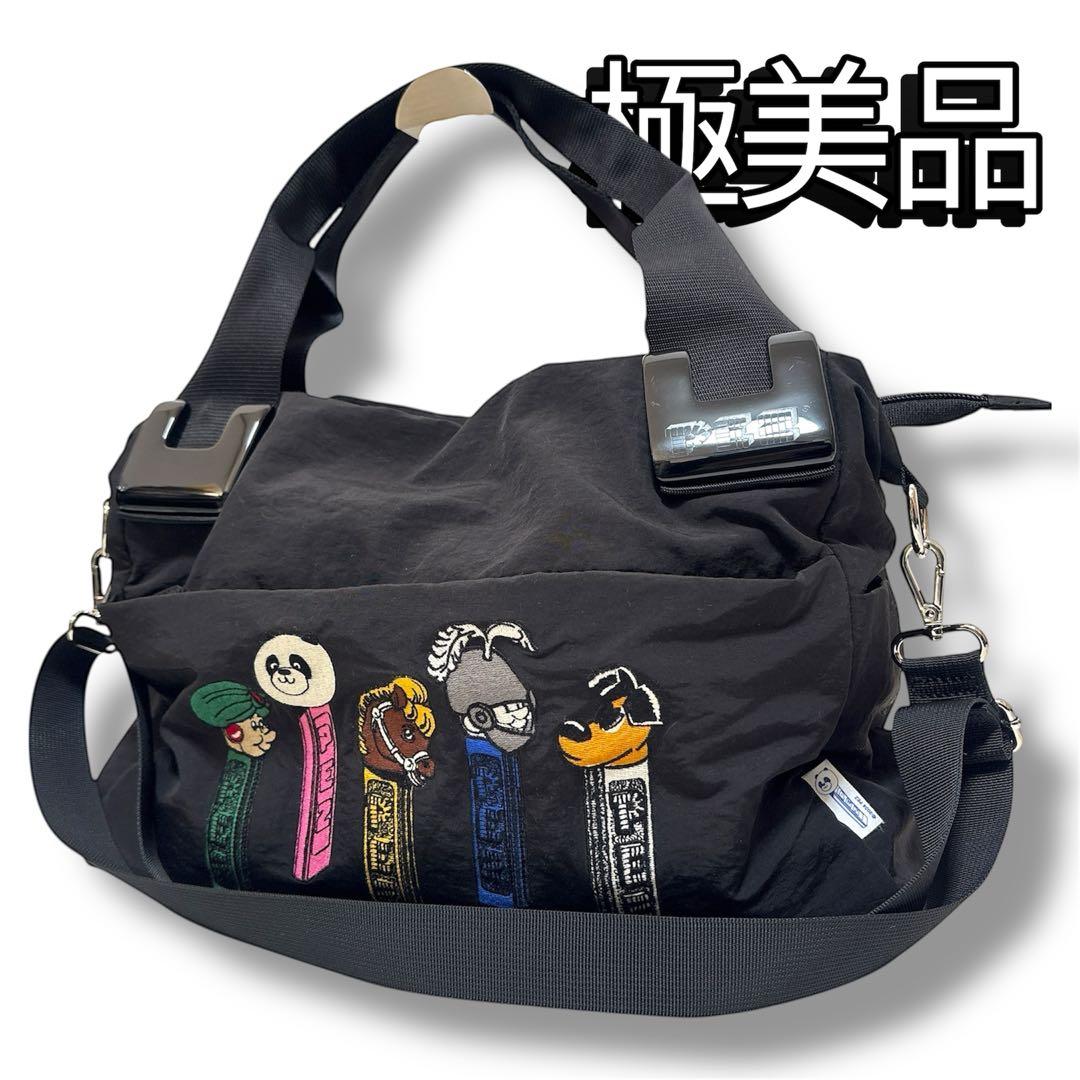 【激レア・完売品】イアパピヨネ PEZ コラボ 2WAY トートバッグ 刺繍 黒 ear PAPILLONNER - 【激レア・完売品】イアパピヨネ PEZ コラボ トート