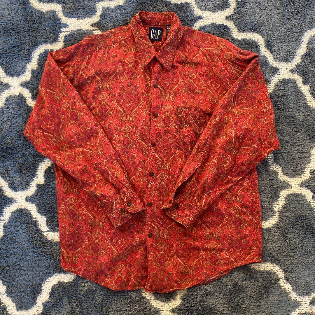 old gap 柄シャツ ペイズリー柄 赤色 - メルカリ