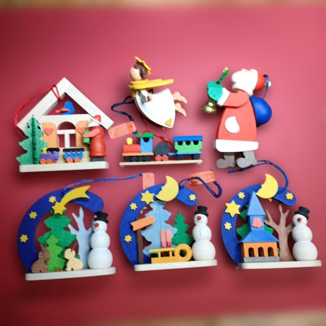 クリスマス木製オーナメント７個 楽天市場】ウッド オーナメント 7個セット チーク材 ハンギング