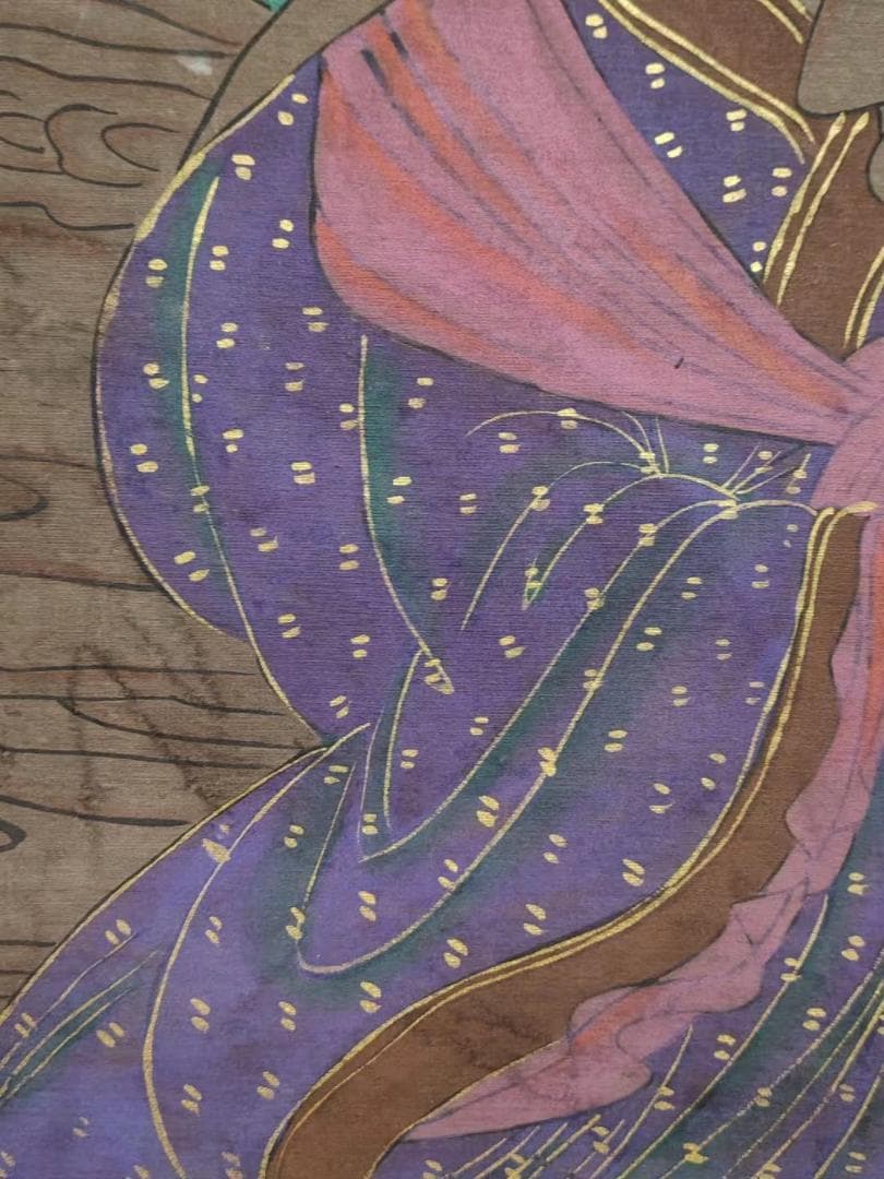中国古美術・純手描き・人物画芯・送子觀音画像167x86cm・書画・絹本