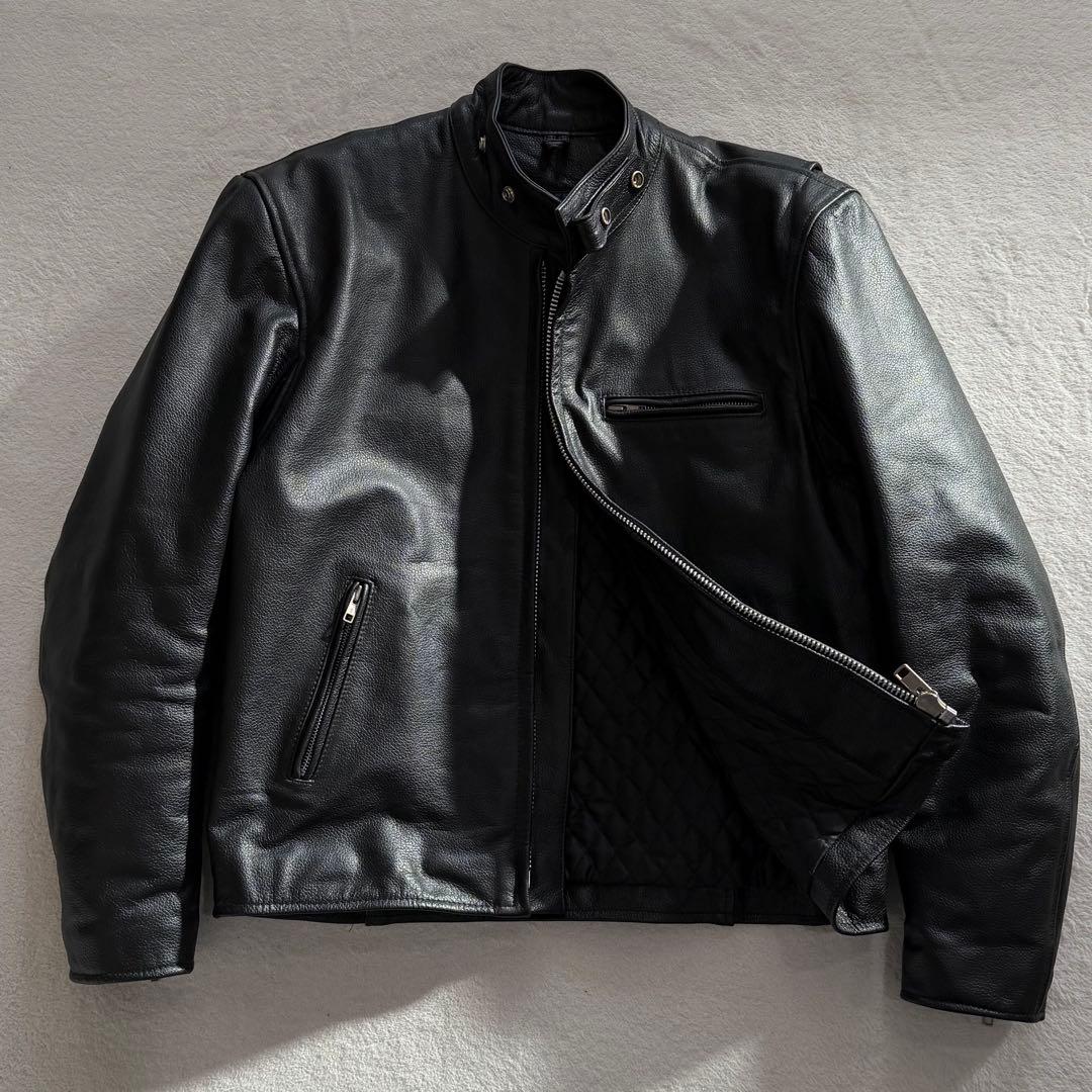 AXEL シングルライダースジャケット　キルティング　牛革　黒　大きいサイズ AXEL シングルライダースジャケット キルティング 牛革 黒 大きい