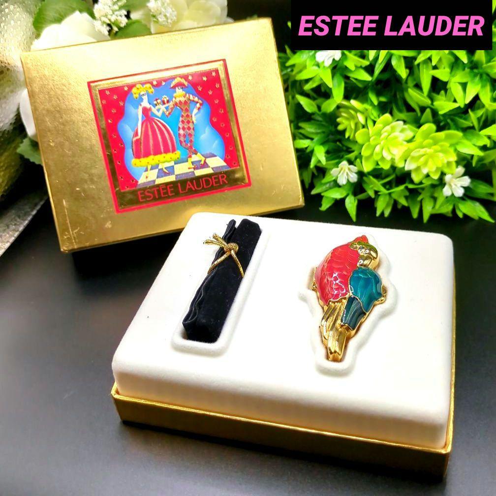 エスティローダー 練り香水 オウムデザイン 元箱付き ゴールドとレッドとブルー