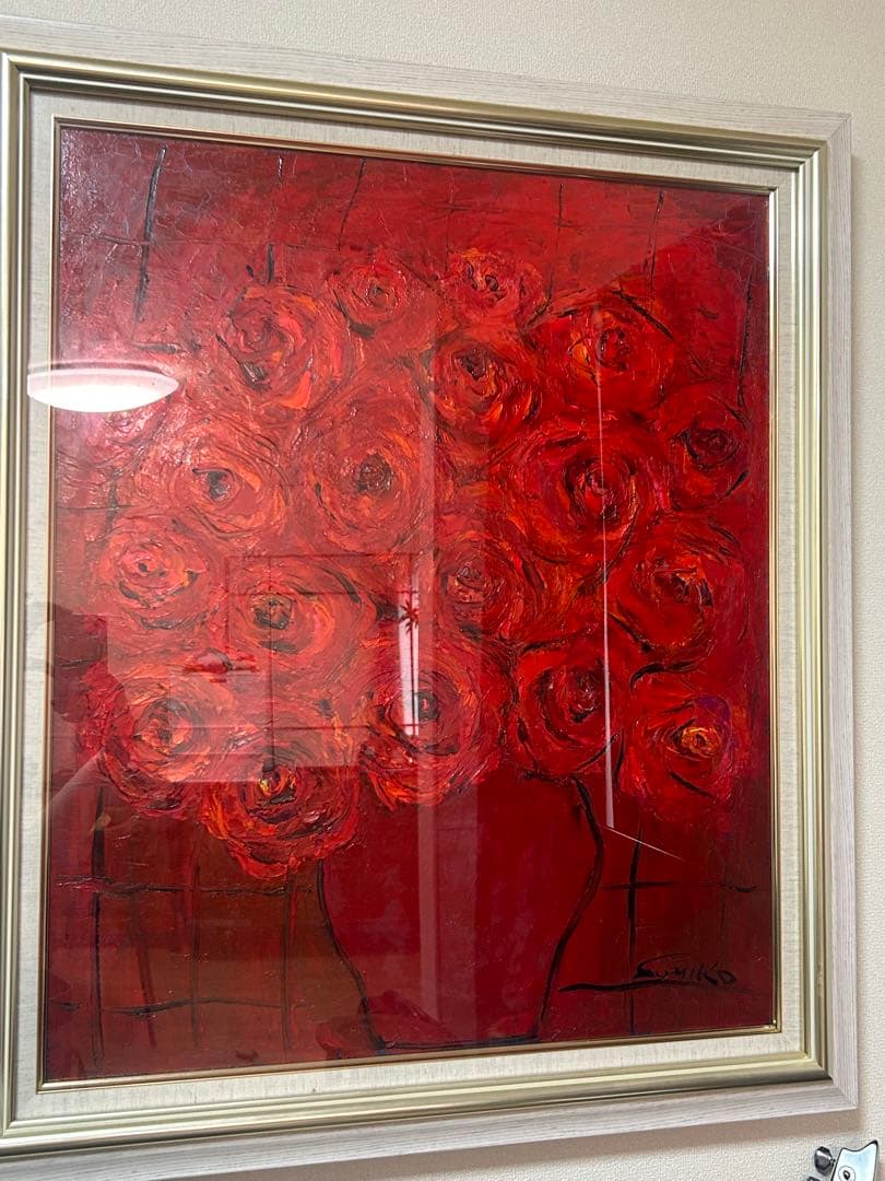 油絵　バラ　7/25まで 楽天市場】油彩画 小林幸三 「バラ」 F6号 額入り 油絵 静物画 額装