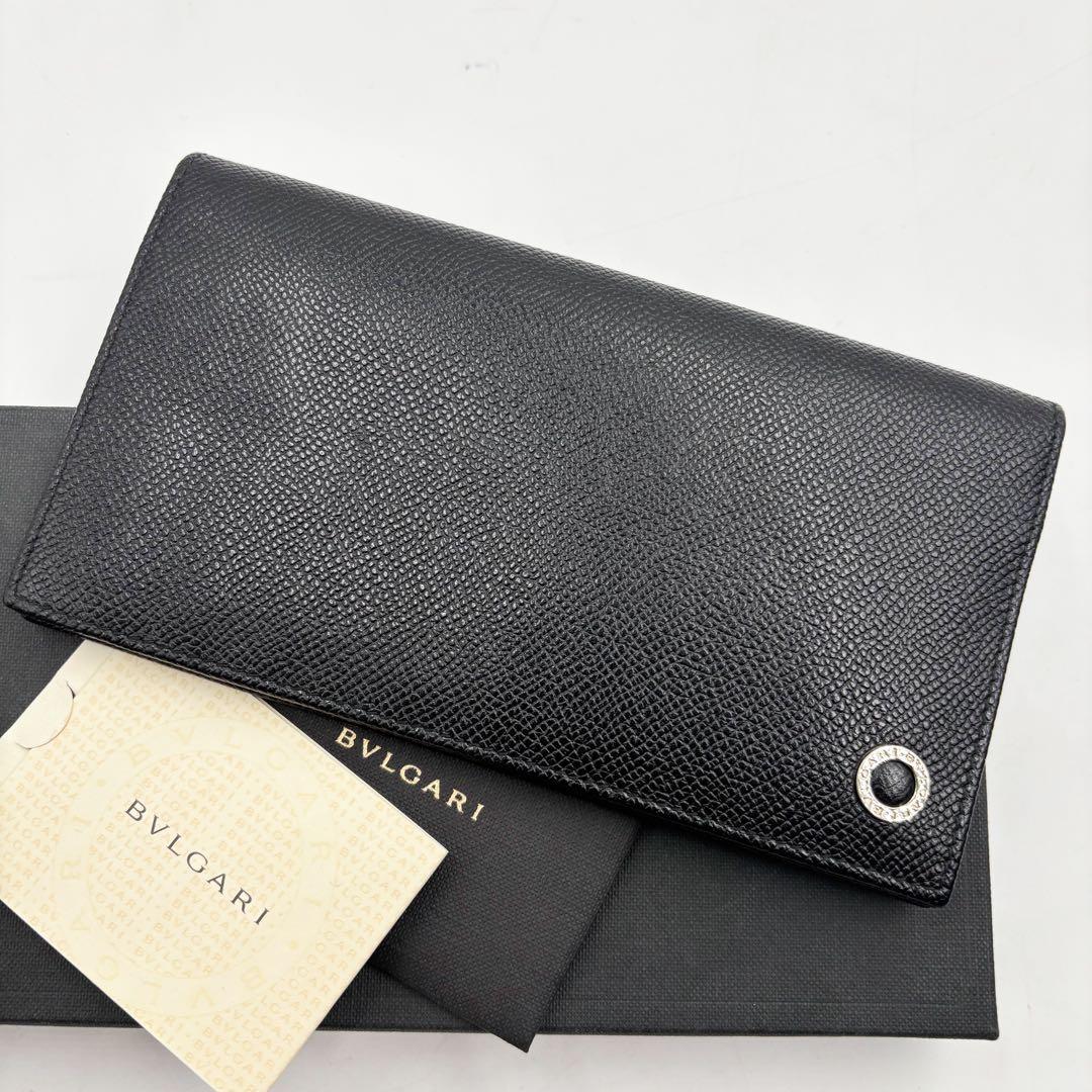【美品】ブルガリ　長財布 ブルガリマン サフィアーノレザー サークルロゴ