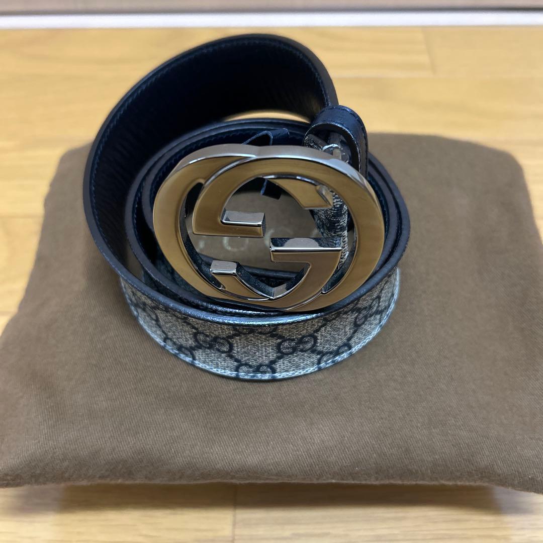 GUCCI グッチ シマ GGバックル レザー ベルト 85/34 114984