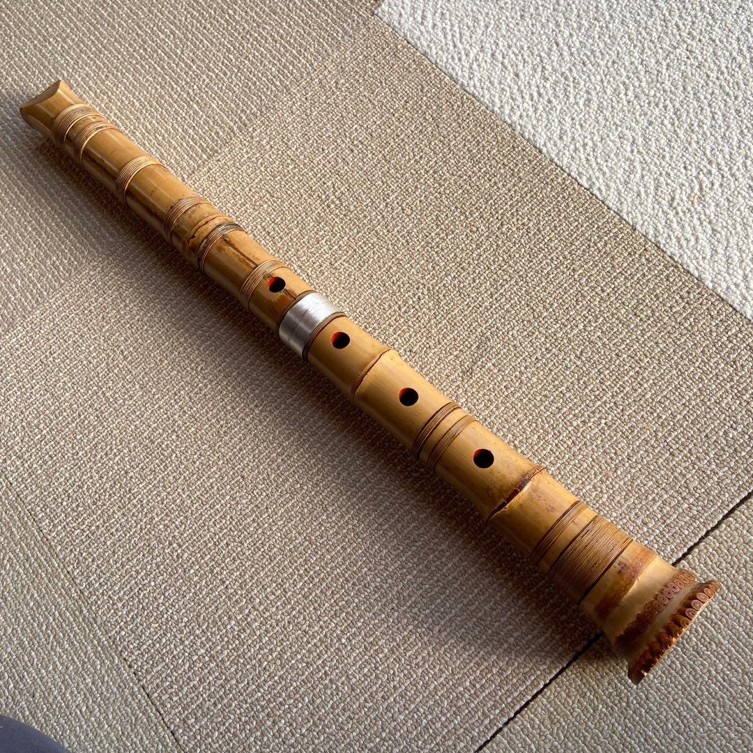 133値下げ　尺八　一尺八寸管　円山銘　貴重な金唄口