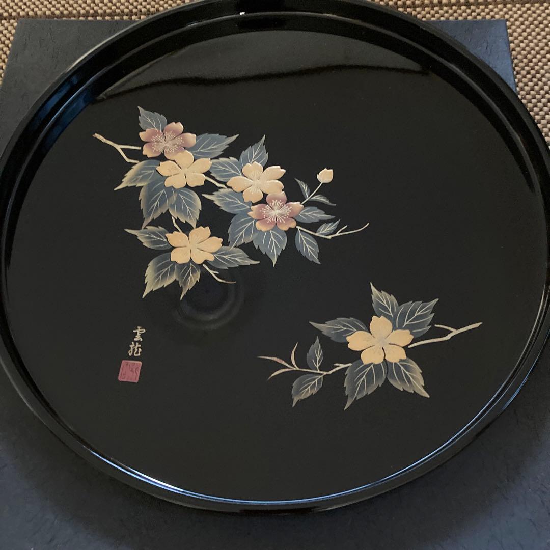 高級会津塗り漆器 丸盆 天然木 漆塗り 本金研き蒔絵 雲龍 - メルカリ