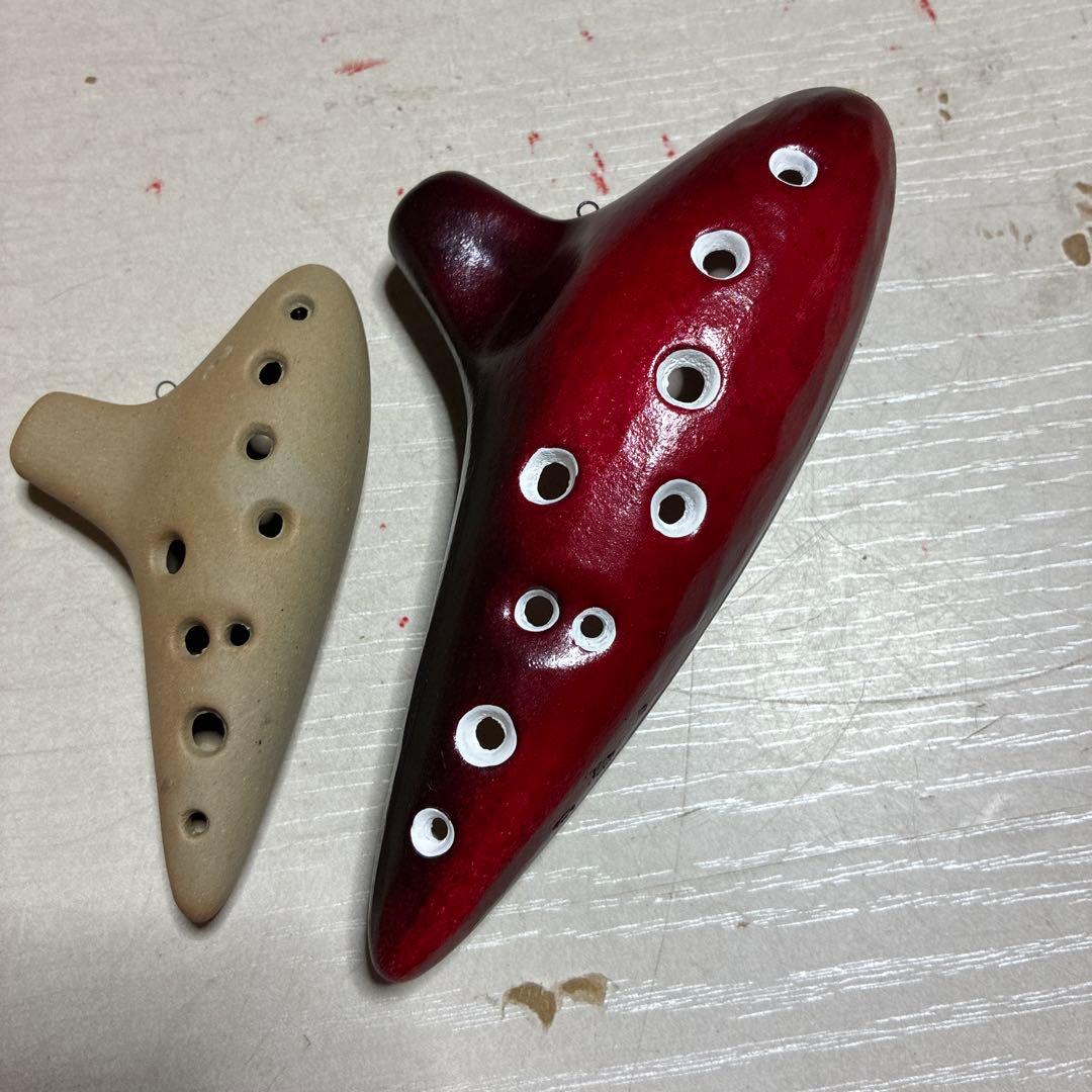 陶器製オカリナ 赤とベージュ 2つセット 未使用整理品 - メルカリ