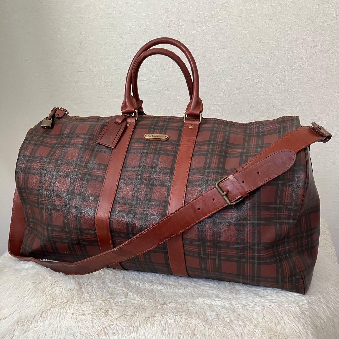 希少カラー✨ポロ ラルフローレン ボストンバッグ 2way 赤　PVC 旅行