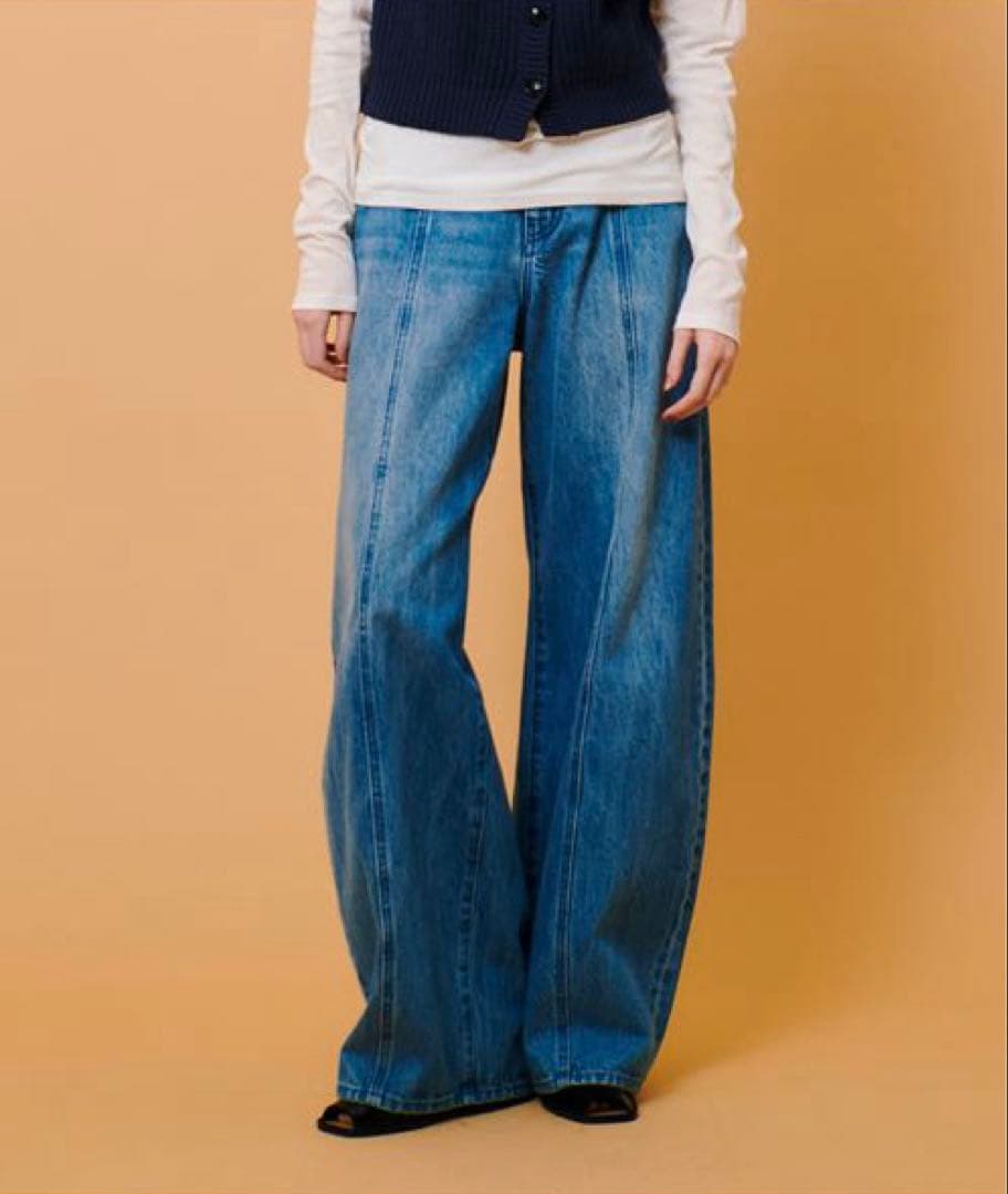 allureville ラインデニムパンツ ブルー