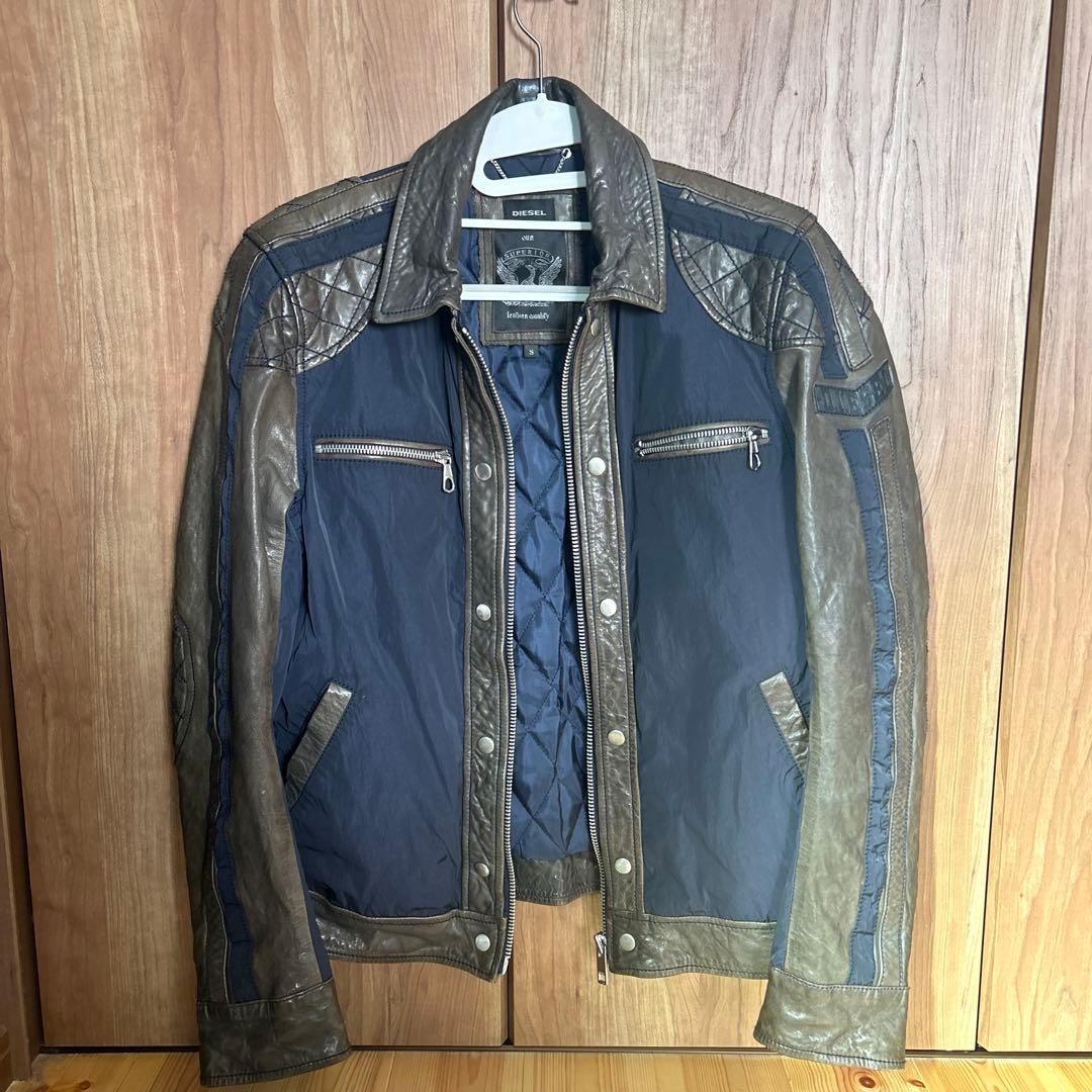 DIESEL シングルライダース 羊革 ナイロン