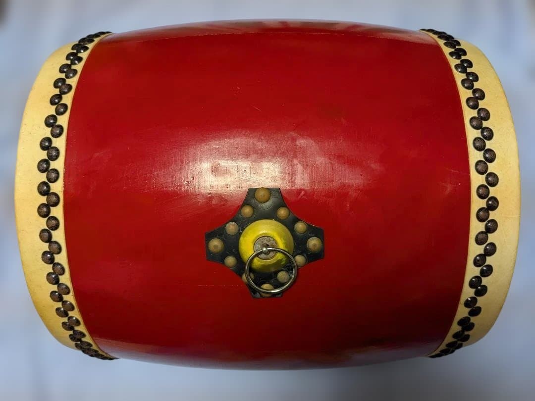 TTsMさん専用　エイサー大太鼓ケース付（TB-1） エイサー用大太鼓(特大) 赤牛皮 直径45c×高さ46cmバチ1本付き 【沖縄県