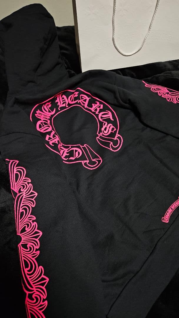 クロムハーツ　フローラルジップパーカー　ピンク　フーディー