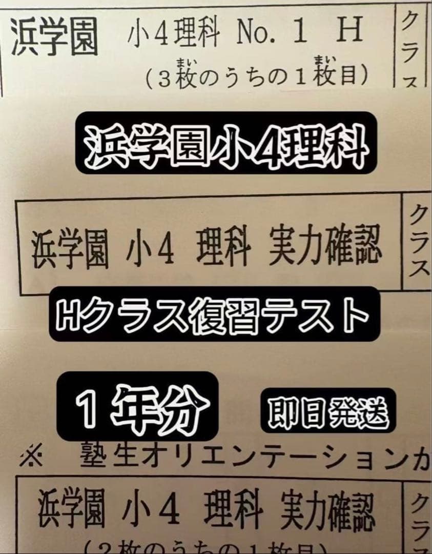 浜学園　　理科　社会算数国語復習テスト　小4 Hクラス 浜学園 小4 Hクラス 国算理復習テスト2、3月分（実力〜No.6まで