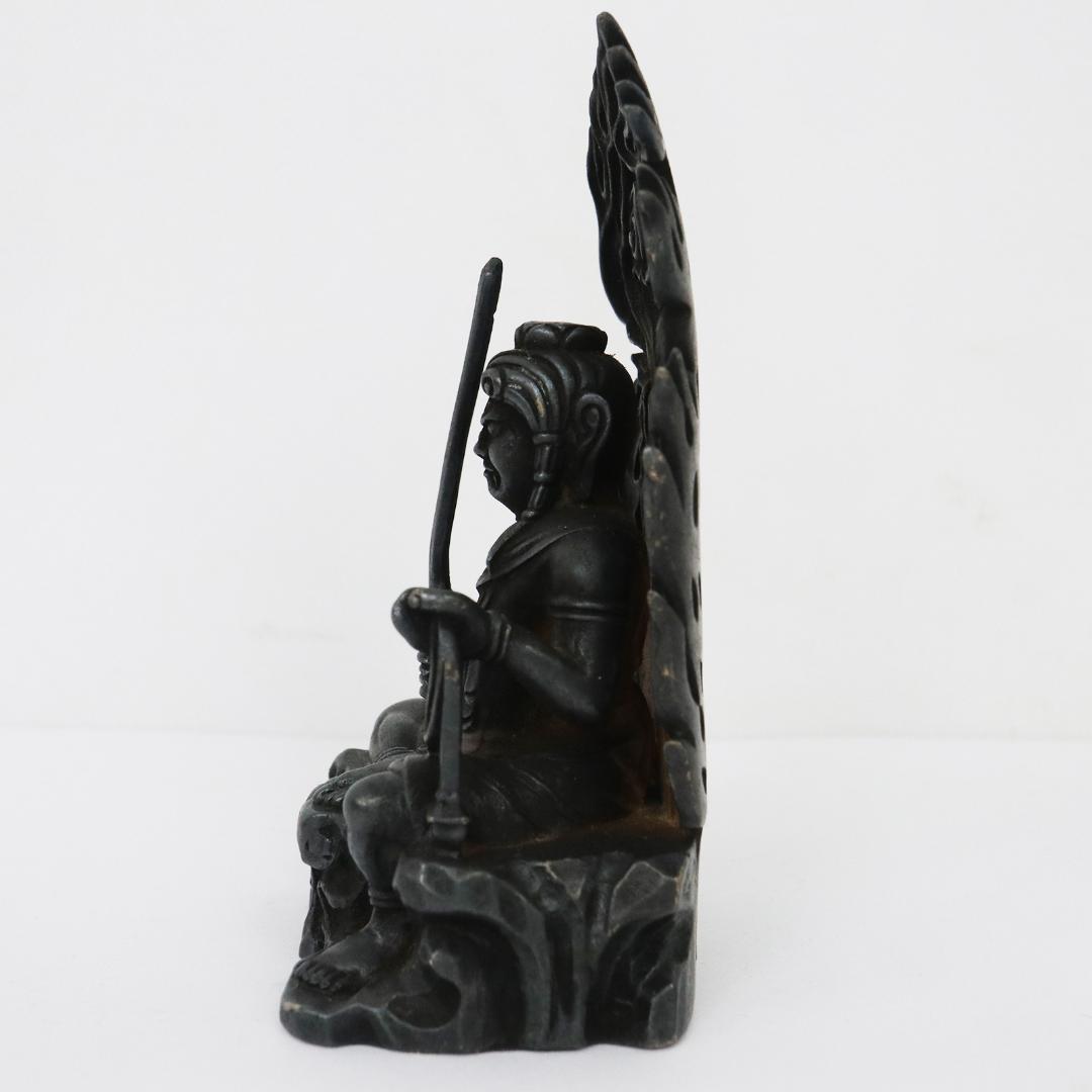 仏教美術 名工 鈴木信春 銀900刻印 不動明王像 106.4g