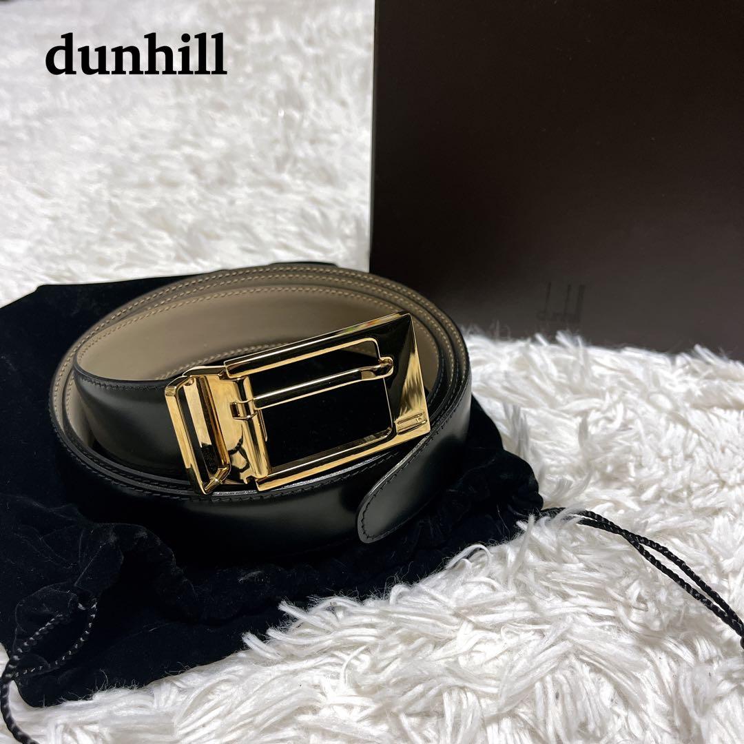 【未使用】dunhill ダンヒル レザー ゴールド金具 ベルトメンズブラック