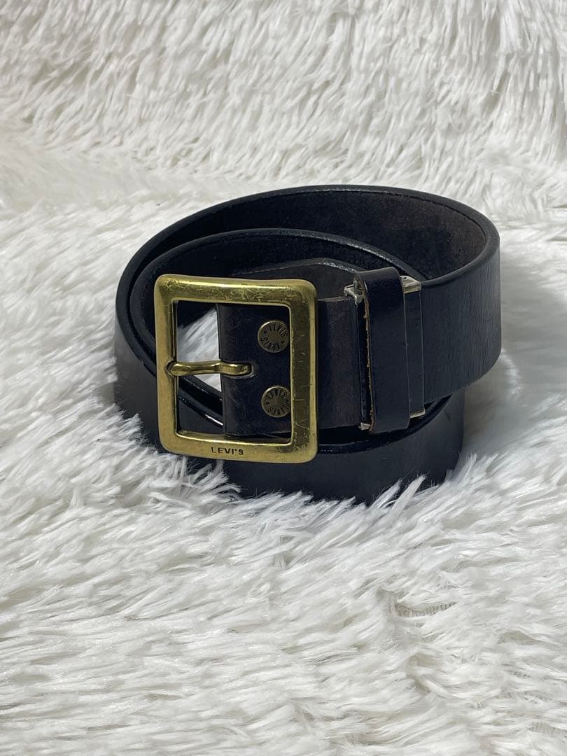 希少　Levi’s オールドレザー　レザーベルト 本革 ヴィンテージ　ブラック