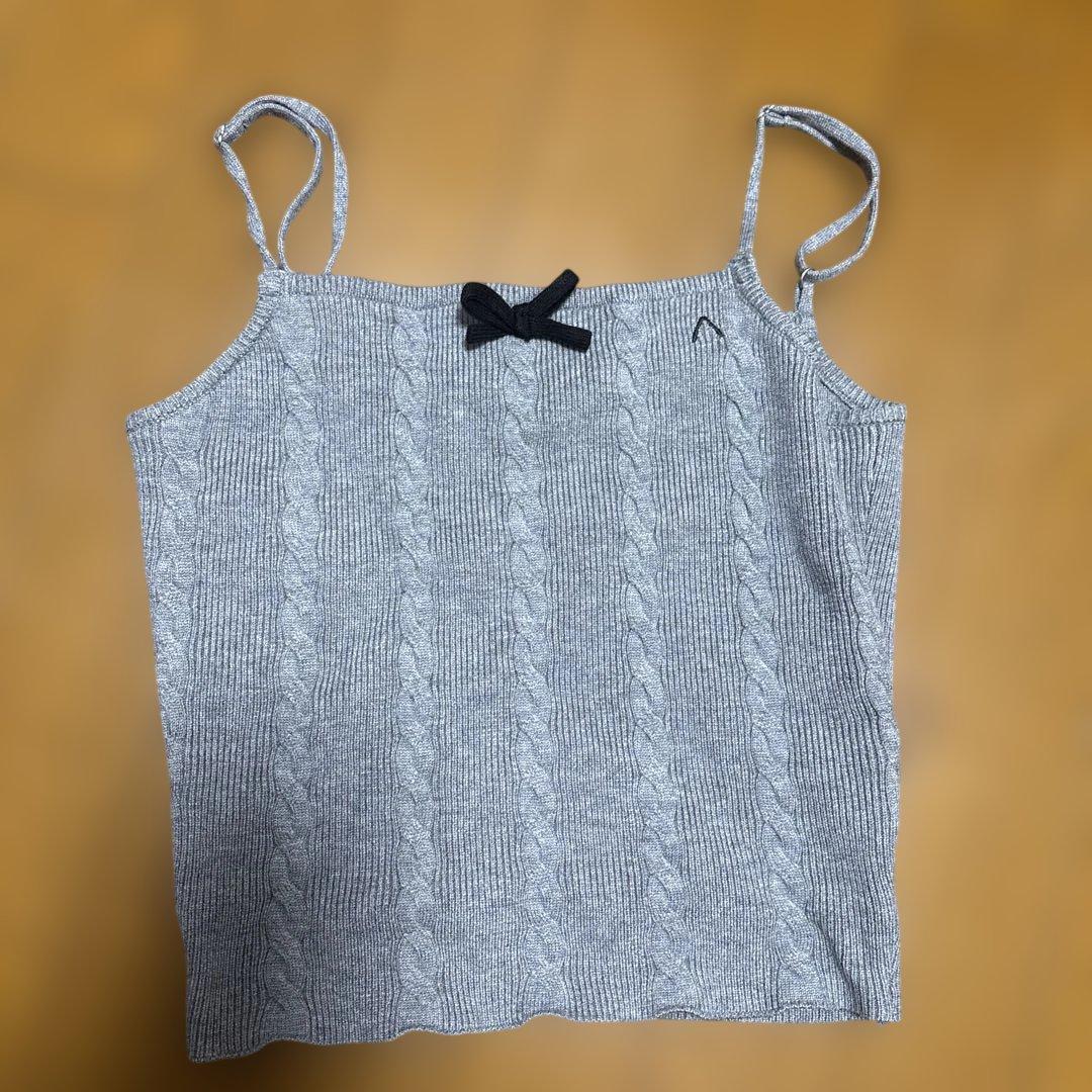 andmary Sharon ribbon tops gray - メルカリ