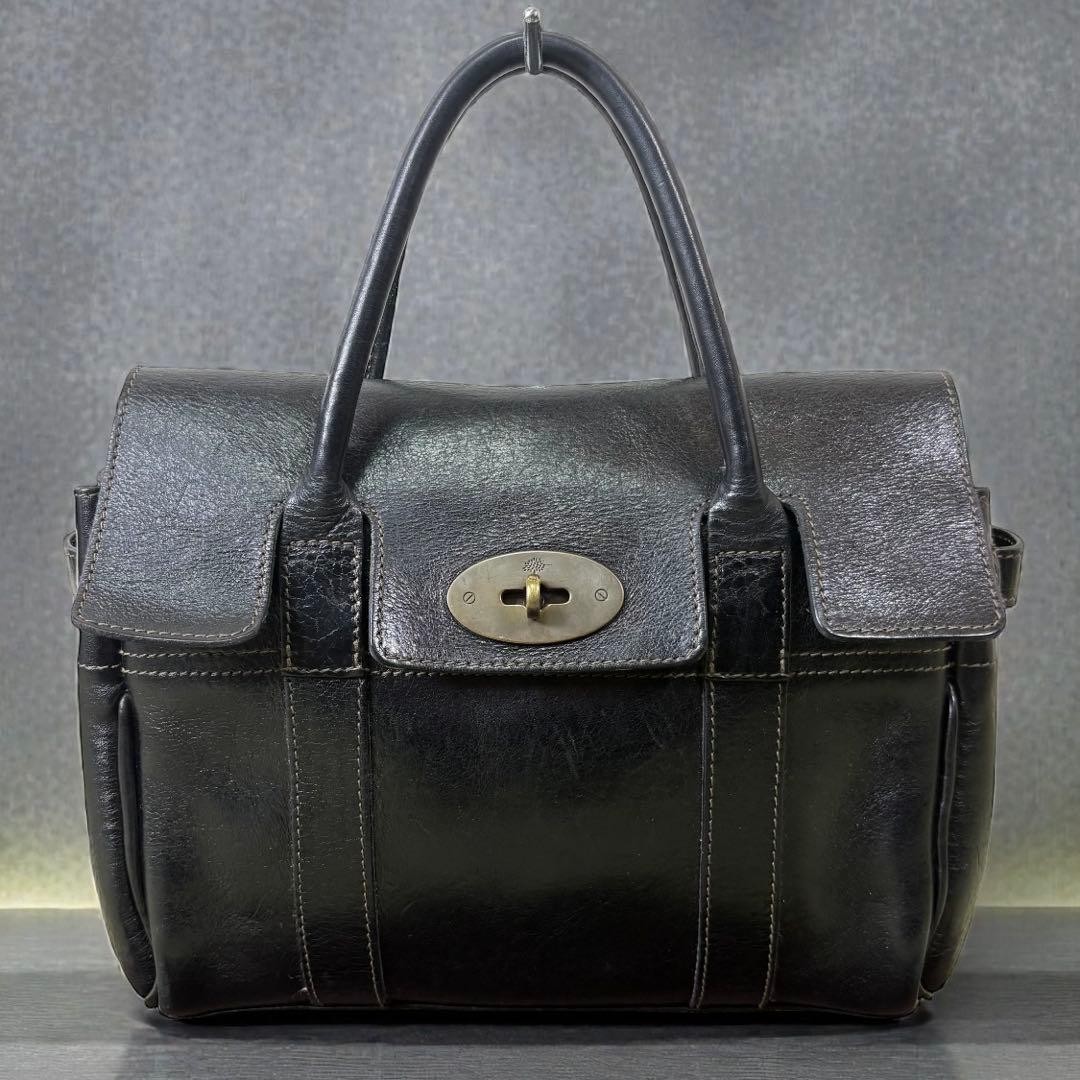 美品 MULBERRY マルベリー ベイズウォーター 黒 レザー ターンロック Mulberry - 極美品⭐️マルベリー ミニベイズウォーター ターンロック