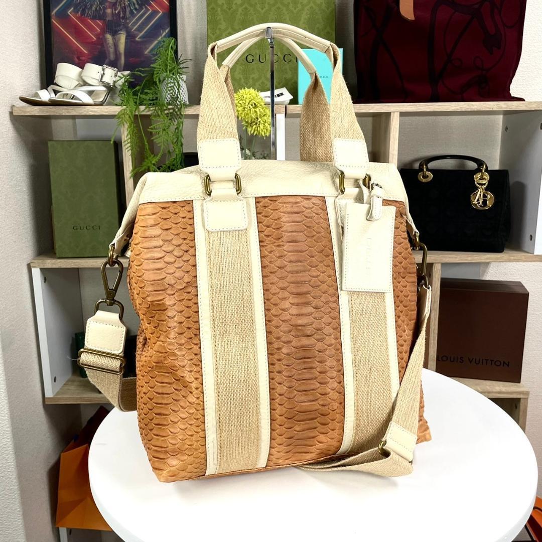 超美品 ETRO パイソン型押し レザー 2WAYバッグ