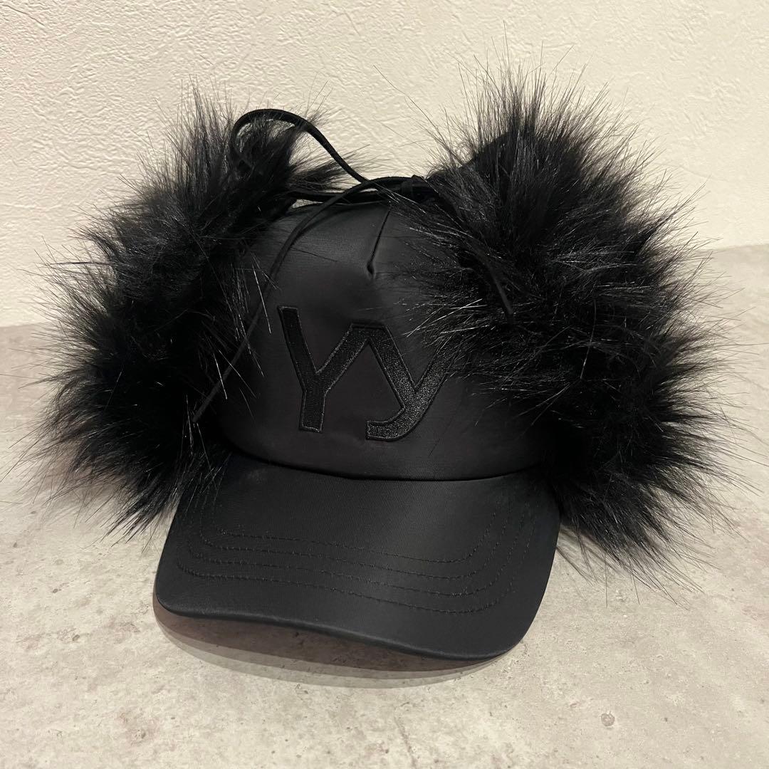 【新品未使用】open Yy ファーキャップ帽 ブラック