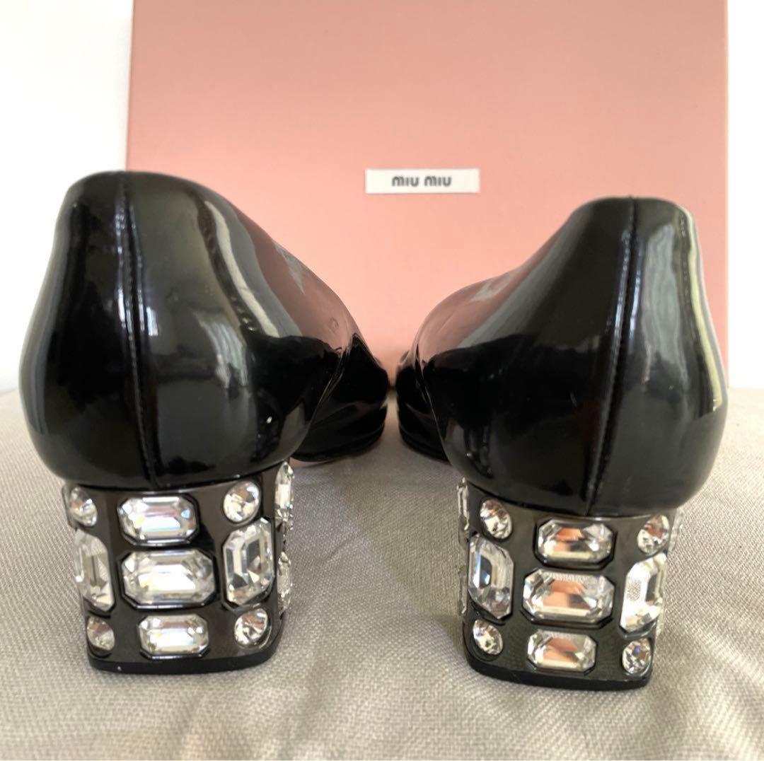 ミュウミュウ miumiu ビジュー ブラックパンプスオープン サンダル 24 ミュウミュウ miumiu ビジュー ブラックパンプスオープン サンダル 24